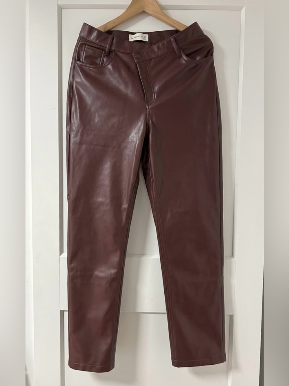 Vegan Leather Abercrombie Women’s Pants - Burgundy